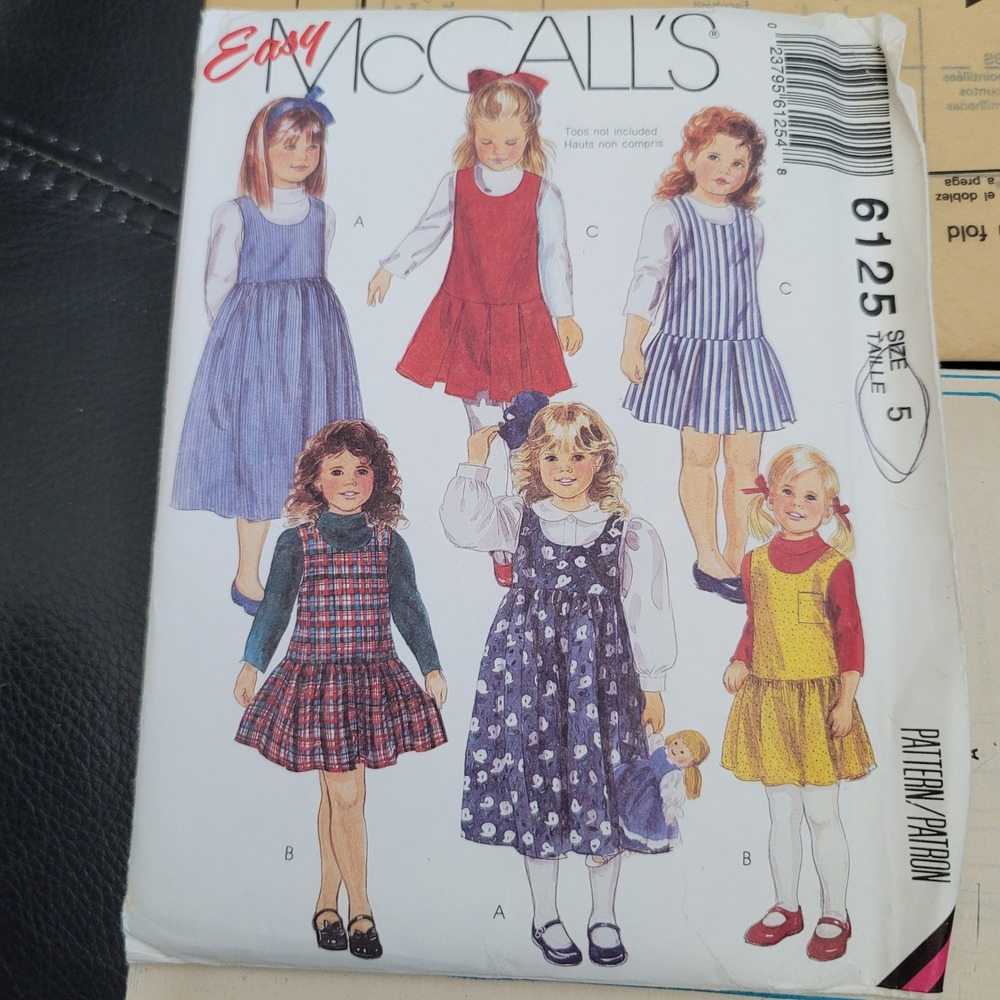 McCalls 6125 Childrens Girls Jumper Sewing Pattern Size 5 Uncut Easy Dress